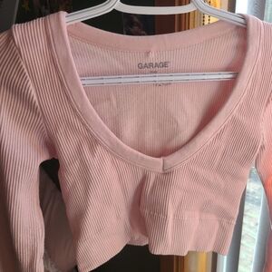 Pink long sleeve crop top